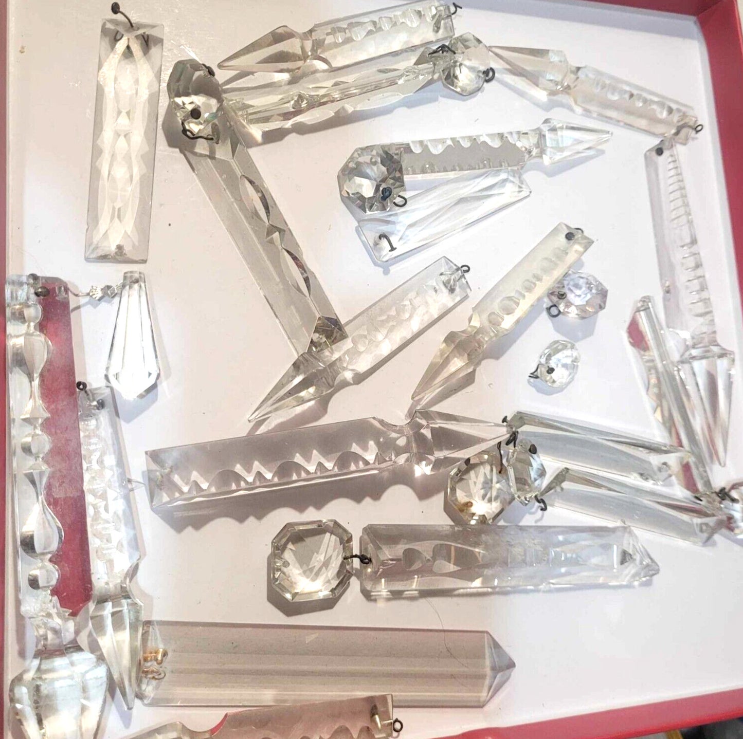 mixed Lot of vintage Clear Crystal Drop Prisms For Chandeliers spearhead leaf