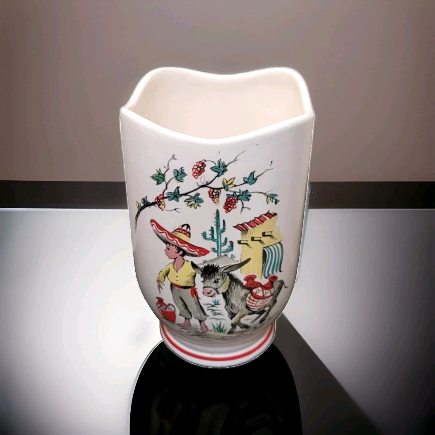 Vintage Mid Century ‘Little Pedro’ Vase Crown Ducal Ware 6” 1950s kitsch cactus