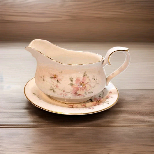 royal albert breath of spring for all seasons gravy boat sauce jug and base