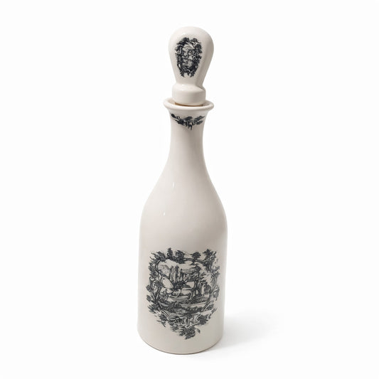 Coalport One Of A Limited Edition Porcelain Decanter Wine Bottle oil monchrome
