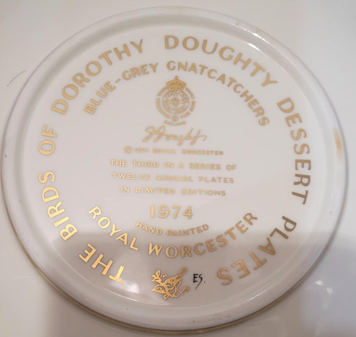 Royal Worcester THE BIRDS OF DOROTHY DOUGHTY blue grey gnatcatchers plate