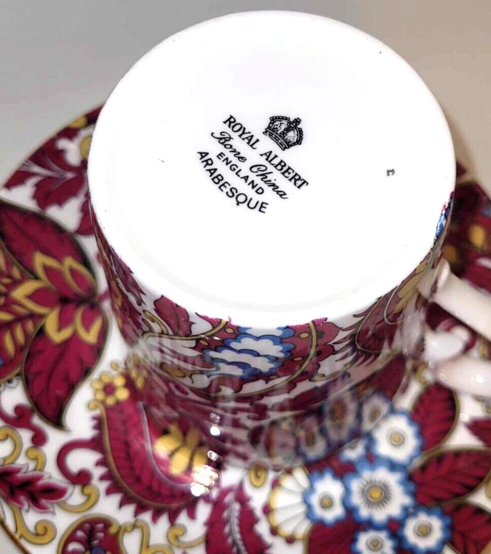 Royal Albert Arabesque Coffee Cup Saucer Paisley Bone China England demi tasse