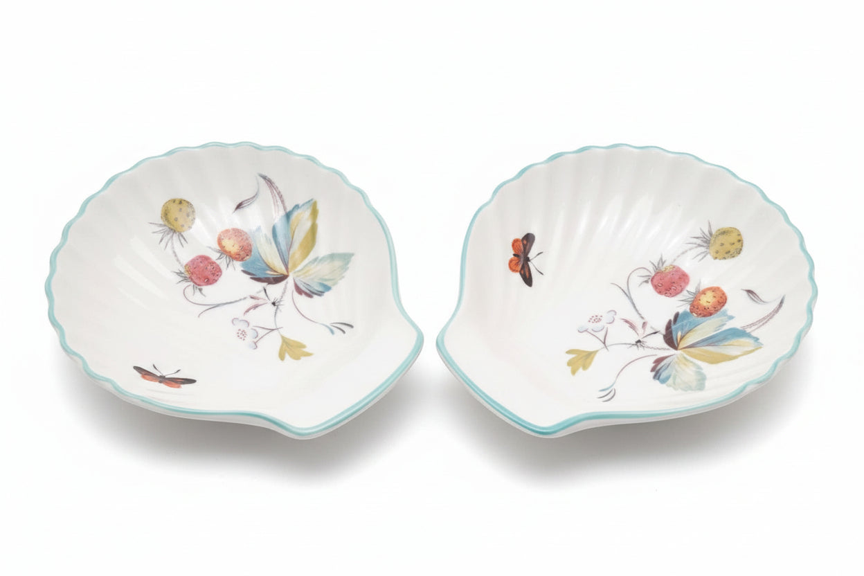 Vintage Royal Worcester strawberry fair scallops small porcelain dishes starters
