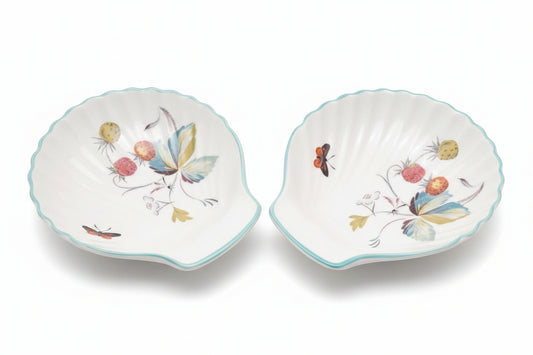 Vintage Royal Worcester strawberry fair scallops small porcelain dishes starters