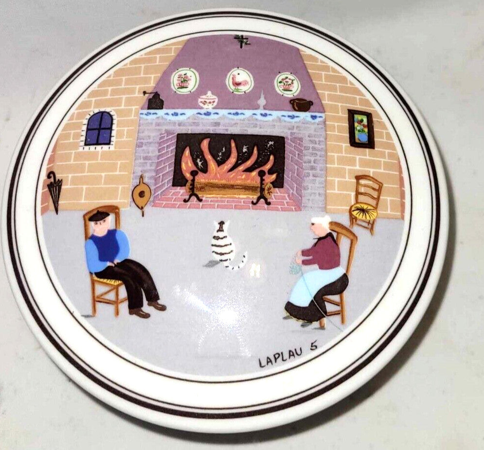 Vintage Villeroy & Boch Naif Trinket Pot dish bowl Laplau 5 , fireside cat