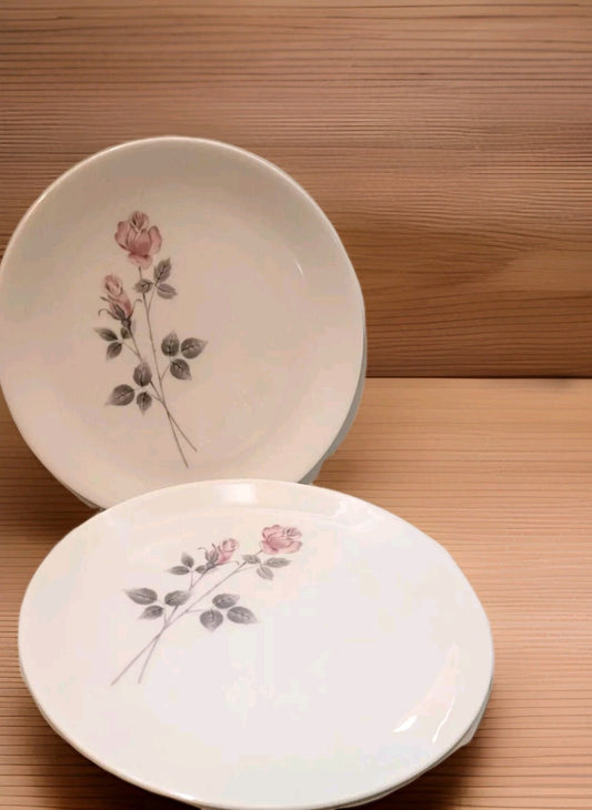 2x Royal Doulton Pillar Rose dinner Plates  bone china England pink rose