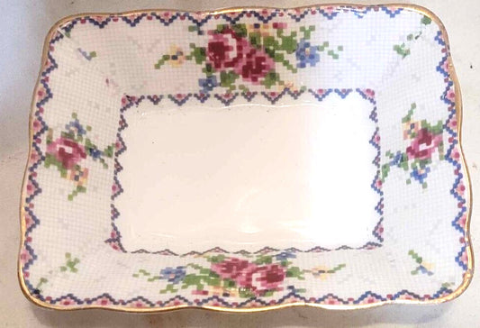 Royal Albert Petit Point pickle dish condiment server rectangular 3.5"