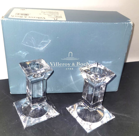Villeroy and Boch 1748 Siena set of 2 glass candlesticks boxed