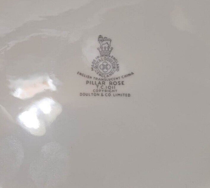 2x Royal Doulton Pillar Rose dinner Plates  bone china England pink rose