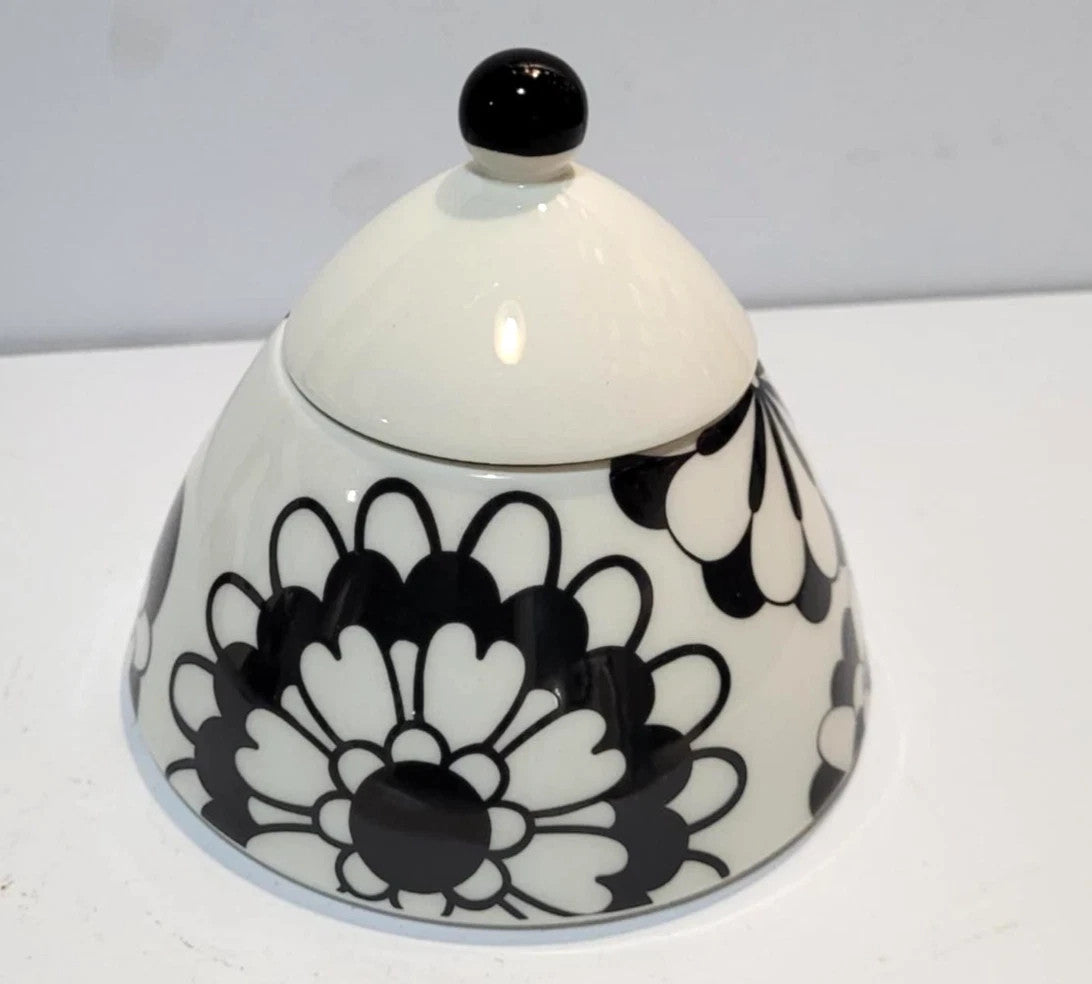 Ginori Missoni bianco nero series lidded sugar bowl monchrome abstract conical