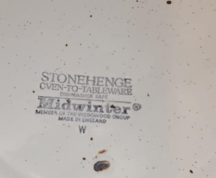 Midwinter Stonehenge Greenleaves twin handle Soup Bowl and saucer coup  1970’s
