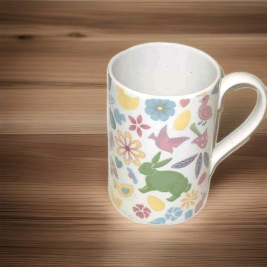 PORTMEIRION SPRING DAY MUG PASTEL COLOURS FLORAL RABBITS