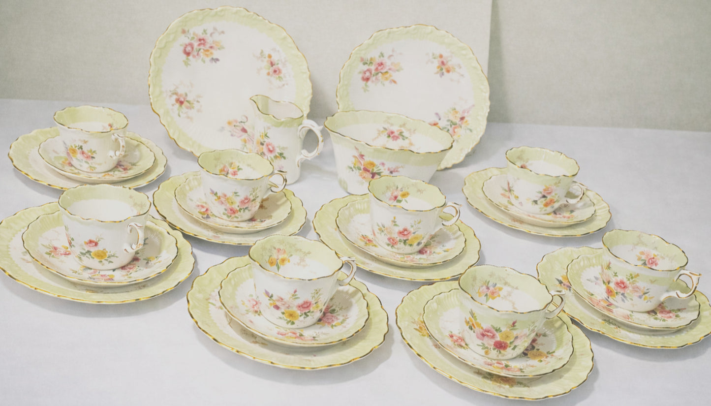 Antique ford Pointon Bone China Tea Set for 8, roses & Gilt, 1880-1895 England