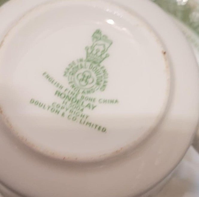 Royal Doulton “Rondelay” Coffee Cup  & Saucer green gold floral