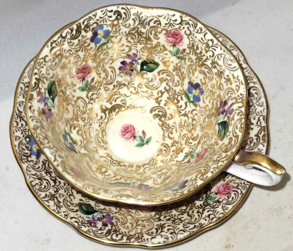 beautiful Royal Albert Princess Series Cup Saucer purple high gold chintz