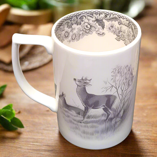 Spode Delamere Rural stag deer Mug 330ml Grey Made In England