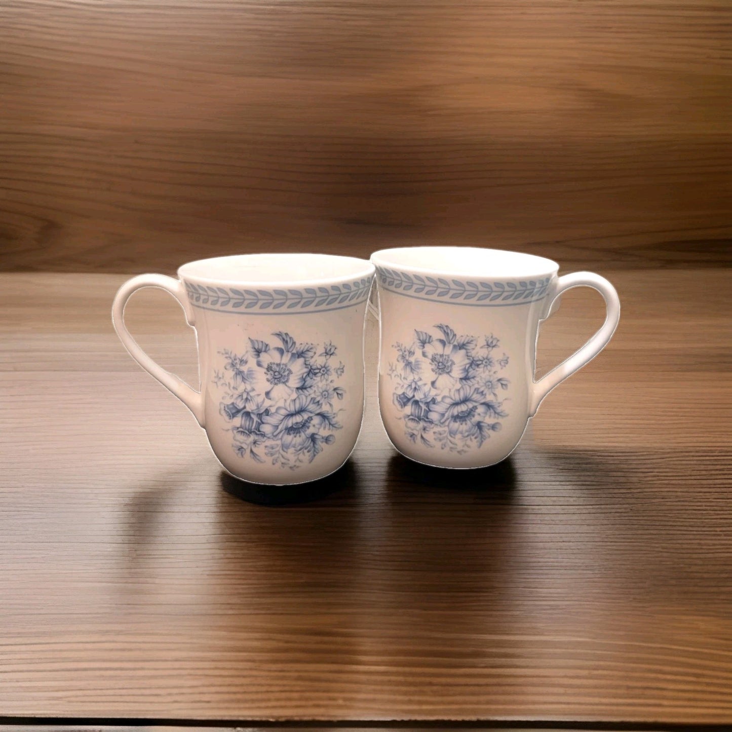 2x Portmeirion Linea Blue laurel small Mugs