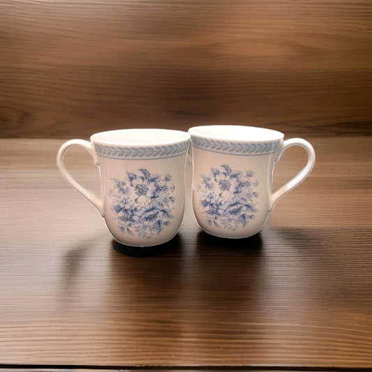 2x Portmeirion Linea Blue laurel small Mugs