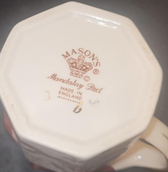 Vintage Mason's Ironstone Red Mandalay Octagonal  Jug approx 3"