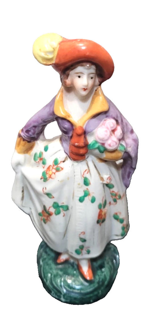 kitsch mid century Japanese export Dresden Style ceramic Figurine  4.5"