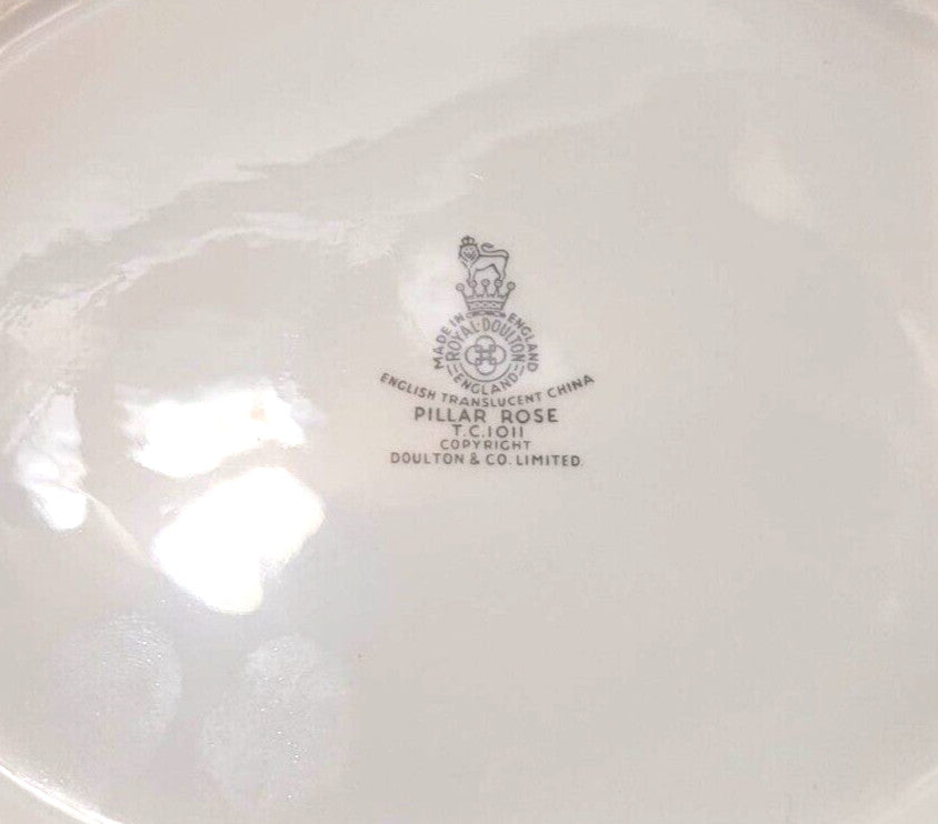 2 x ROYAL DOULTON Pillar Rose Soup Coupes & Matching Plates soup bowls pink rose