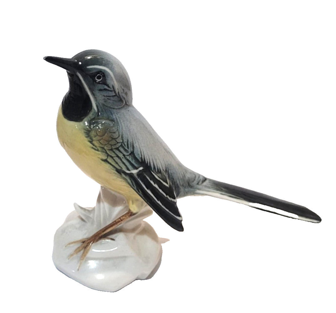Vintage Karl Ens ENS Porcelain Grey Wagtail Bird Figurine German Mid Century