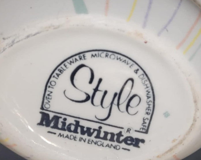 Midwinter Style shape Calypso creamer milk jug and sugar bowl floral pastel