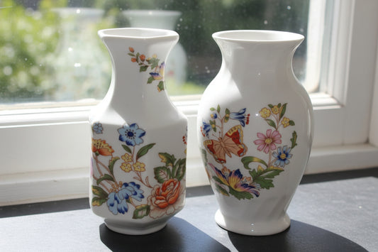 AYNSLEY cottage garden small posy vases x2 bud vase