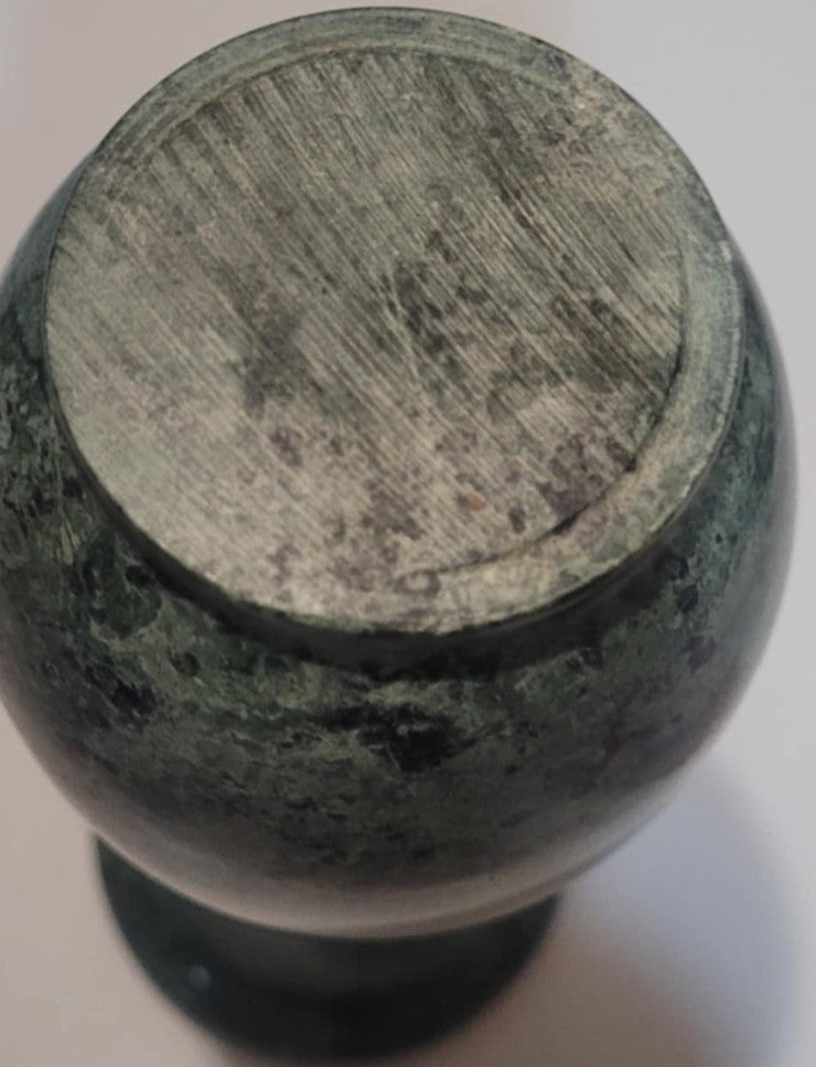 Vintage Rich Green Serpentine Stone Carved Vase 7” Mid Century Heavy not onyx