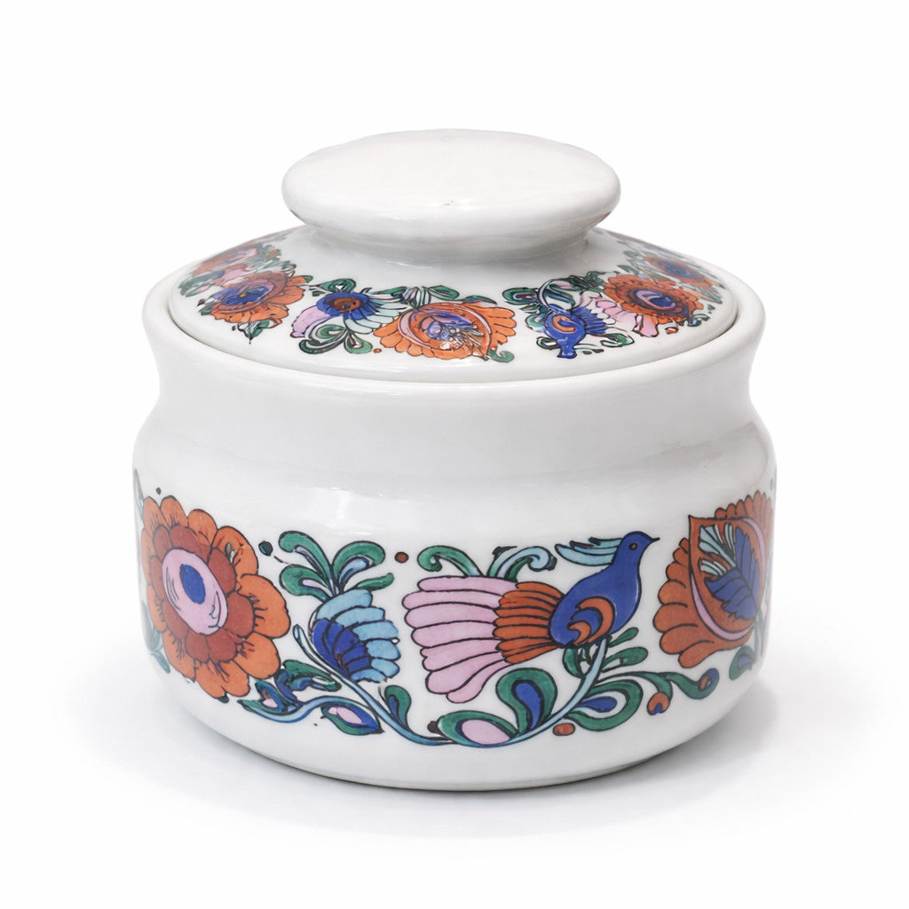 Wawel Łowicz Polish porcelain coffee set folk bird pattern vintage 1970s bright