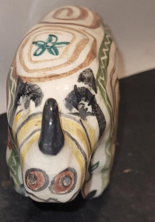 Wellbridge Francis Nash Studio Pottery UK Rhino Handmade pottery Figurine 5"