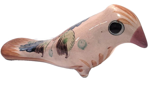 Tonala Mexican studio Pottery Hand Painted Bird Figurine signed 7"