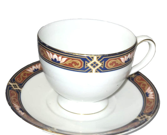1 x Tea Cup & Saucer Wedgwood Chippendale Rust  Gilt Trim
