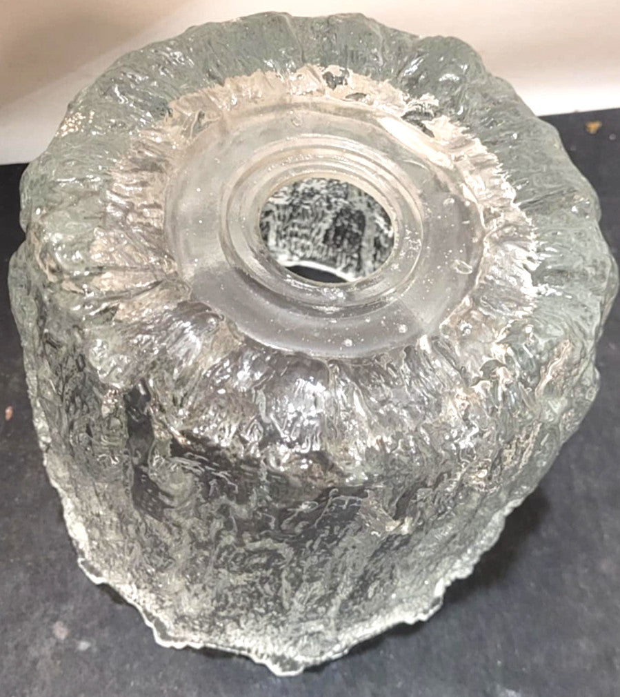 Vintage Hillebrand Ice Glass Lamp Shade – 46mm Fitter – Textured Cylinder 1970s