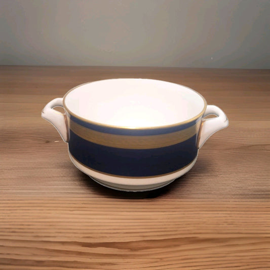 royal worcester hampton cobalt blue twin handled soup bowl coup