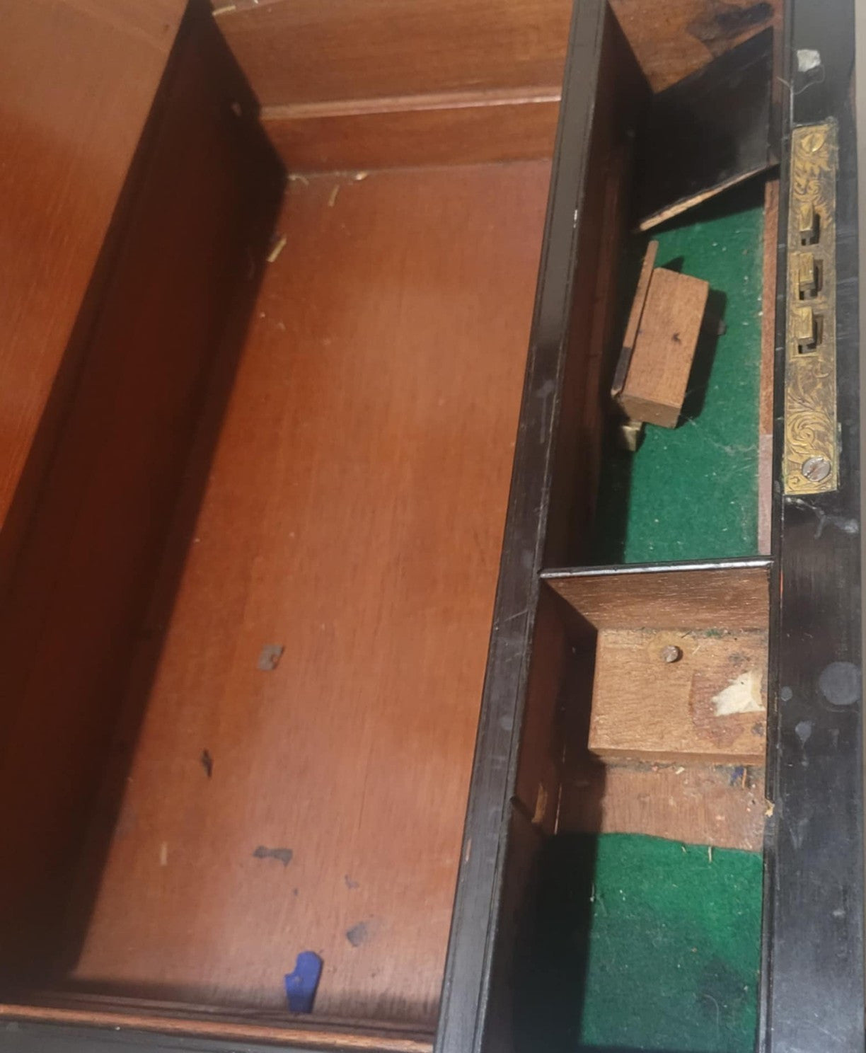 Antique Victorian Burr Walnut Writing Slope Desk Box Brass Hinges 14" & pen