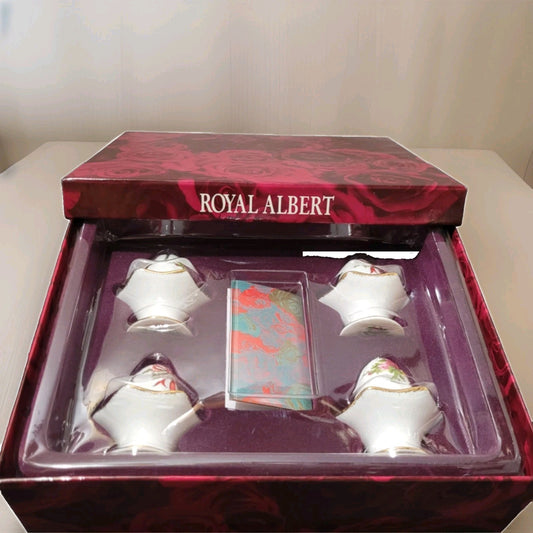 royal albert old country roses , Christmas 4 Name Card Holder NEW boxed gift