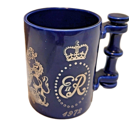 Portmeirion Queen Elizabeth II 1972 Silver Wedding Mug British royalty