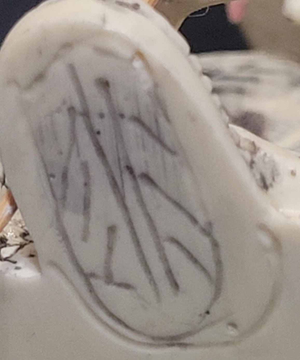 signed Japanese Faux Ivory Resin Stone figurine  very detailed Fisherman Okimono 5"