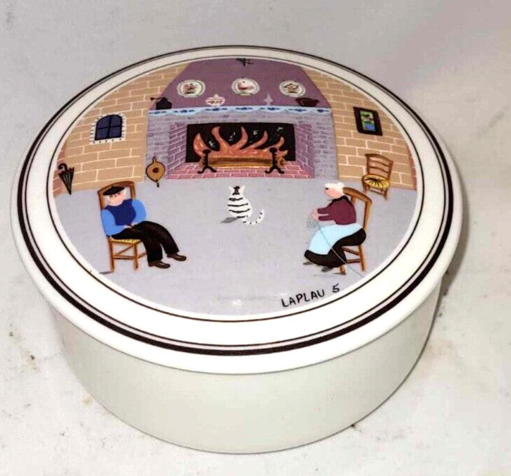 Vintage Villeroy & Boch Naif Trinket Pot dish bowl Laplau 5 , fireside cat