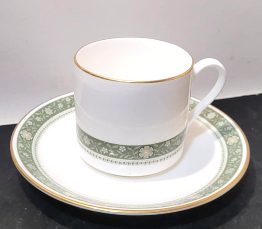 Royal Doulton “Rondelay” Coffee Cup  & Saucer green gold floral
