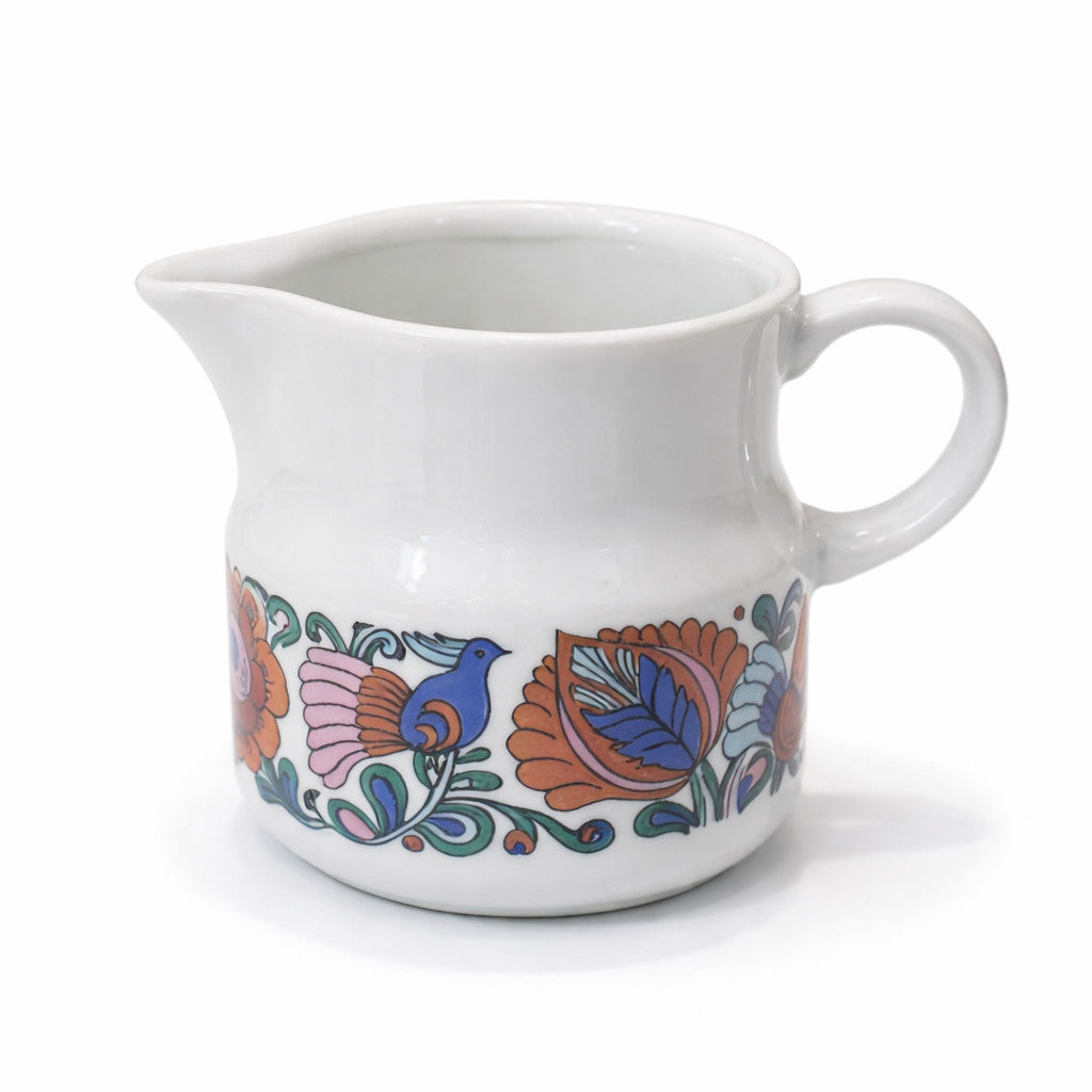 Wawel Łowicz Polish porcelain coffee set folk bird pattern vintage 1970s bright