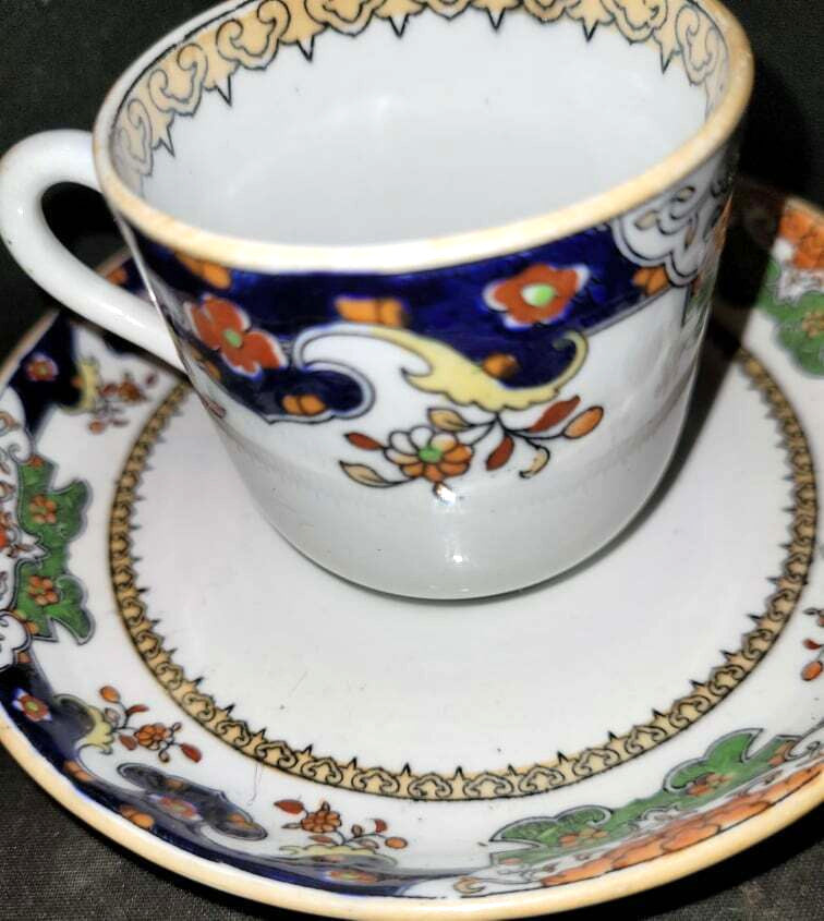 antique Minton stratford old pattern coffee cups & saucers demi tasse x4