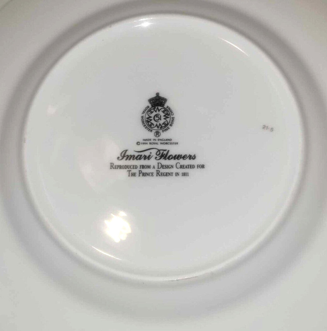 ROYAL WORCESTER IMARI FLOWERS SALAD PLATE - 8"  PRINCE REGENT REPRODUCTION