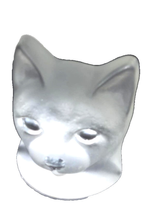 Vintage Frosted art Glass Cat Head Paperweight Swedish Nybro 3"