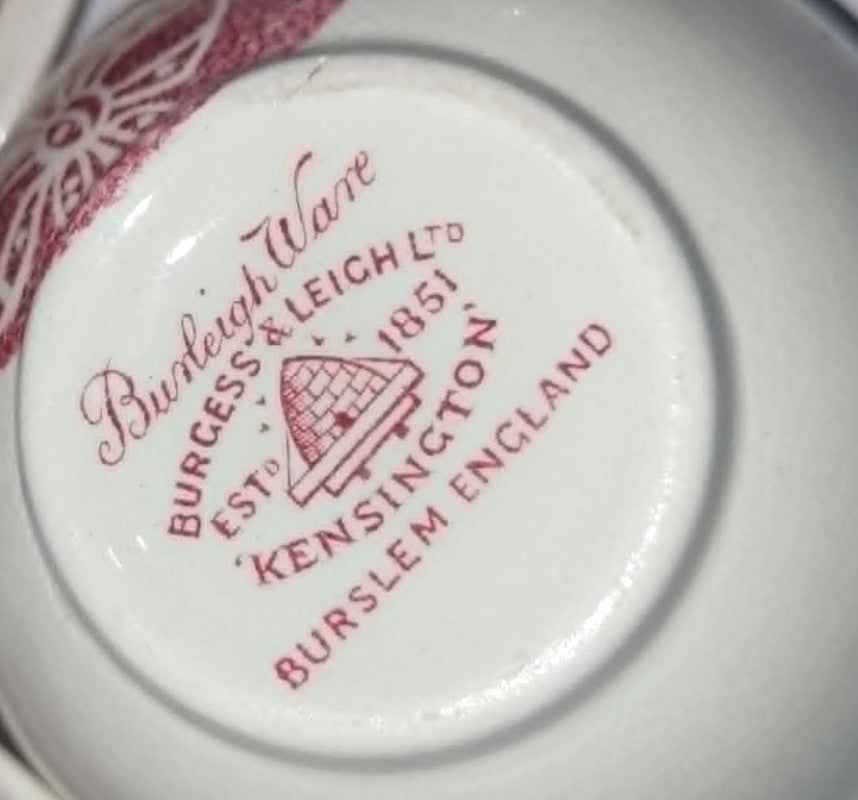Vintage 1940s burleigh ware Kensington Tea for one , red roses Burslem England