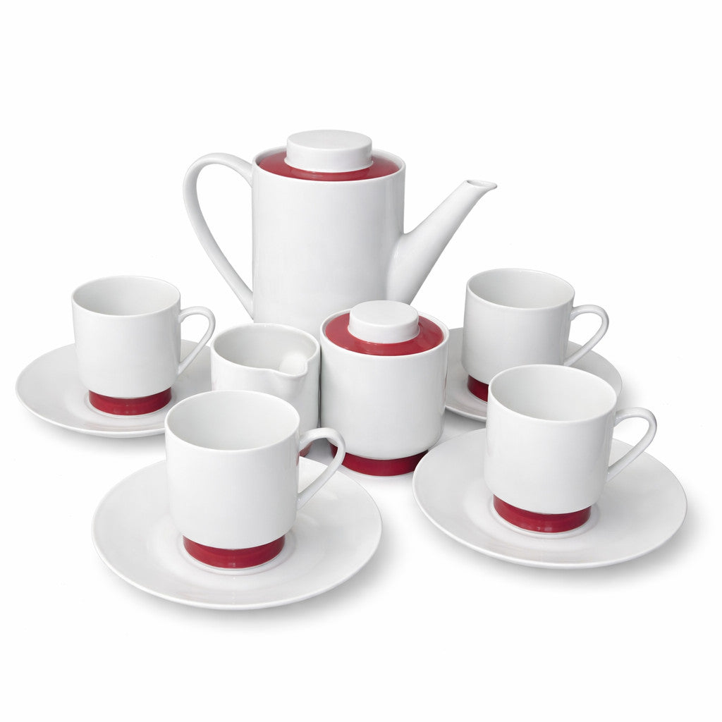 Vintage Melitta Coffee Set Red & White Modernist 1980s Germany porcelain