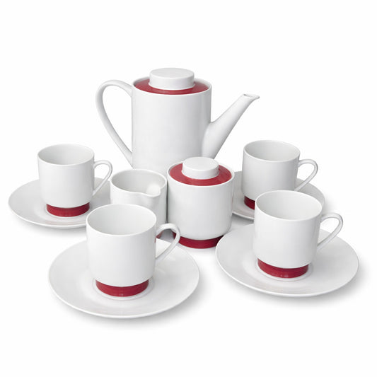 Vintage Melitta Coffee Set Red & White Modernist 1980s Germany porcelain