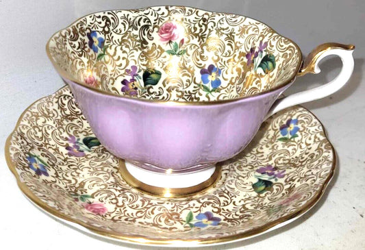 beautiful Royal Albert Princess Series Cup Saucer purple high gold chintz