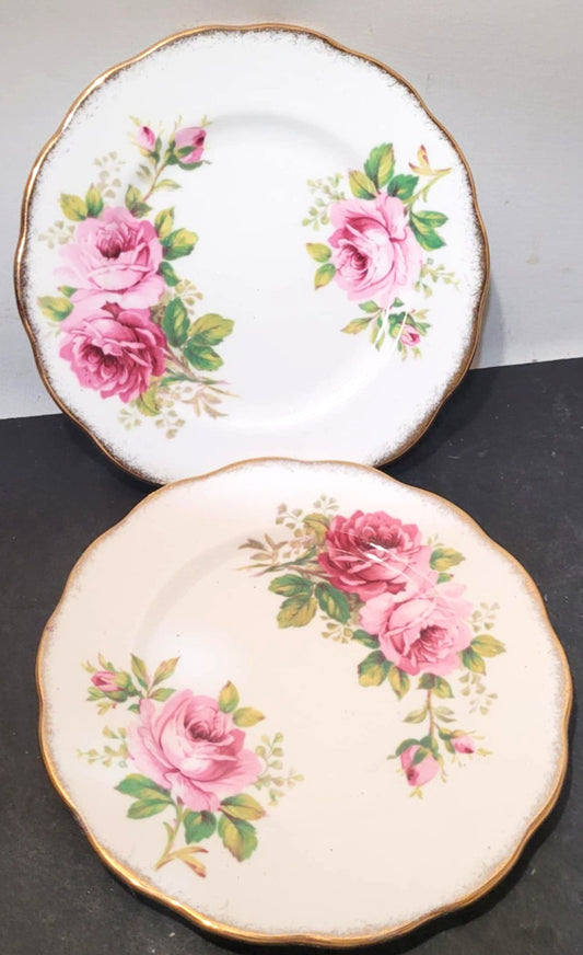2 x Royal Albert Bone China American Beauty tea side Plates 6"